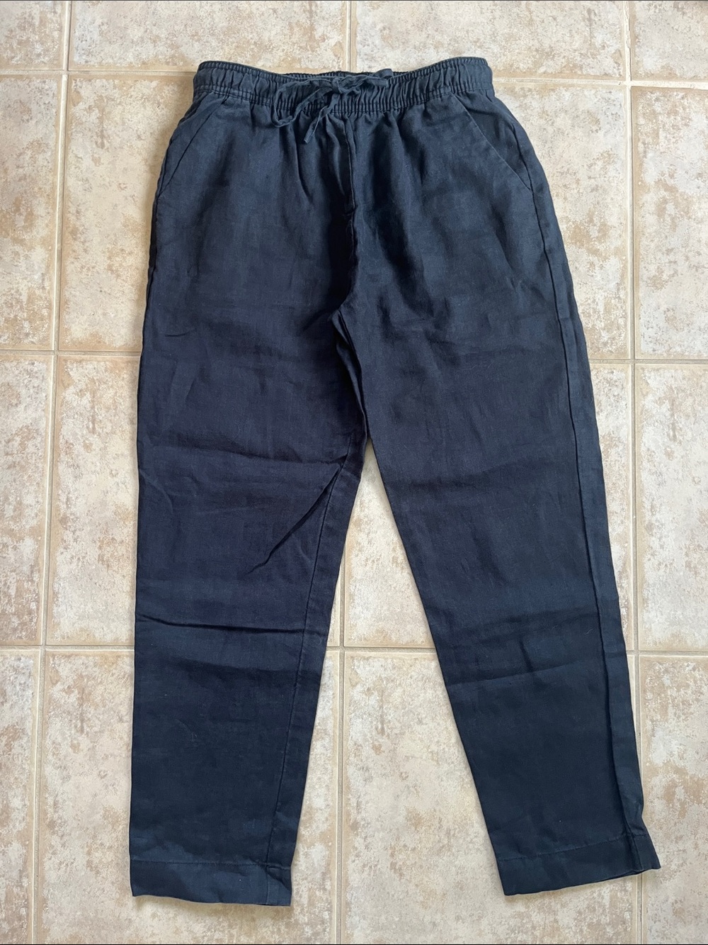 Garnet Hill Black Linen Drawstring Pants